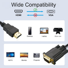 Omivine HDMI to VGA Cable 2M, 1080P@60Hz Gold Plated HDMI to VGA Digital Video Converter Cable for Projector, Desktop, Laptop, Monitor, Raspberry Pi, Roku, HDTV - 78.7in