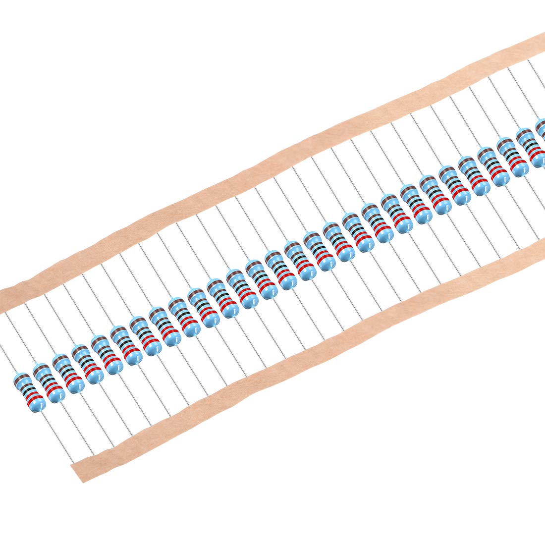 sourcing map 100Pcs 2.2K Ohm Resistor, 1/2W 1% Tolerance Metal Film Resistors, Lead, 5 Bands for DIY Electronic Projects and Experiments