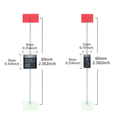 AUKENIEN 6 Values 60pcs Schottky Rectifier Diode Kit 10SQ045 10SQ050 15SQ045 10A10 SR5100 SR560 Diodes 5A 10A 15A 45V 50V 60V 100V 1000V R-6 Axial Solar Panel Blocking Diodes