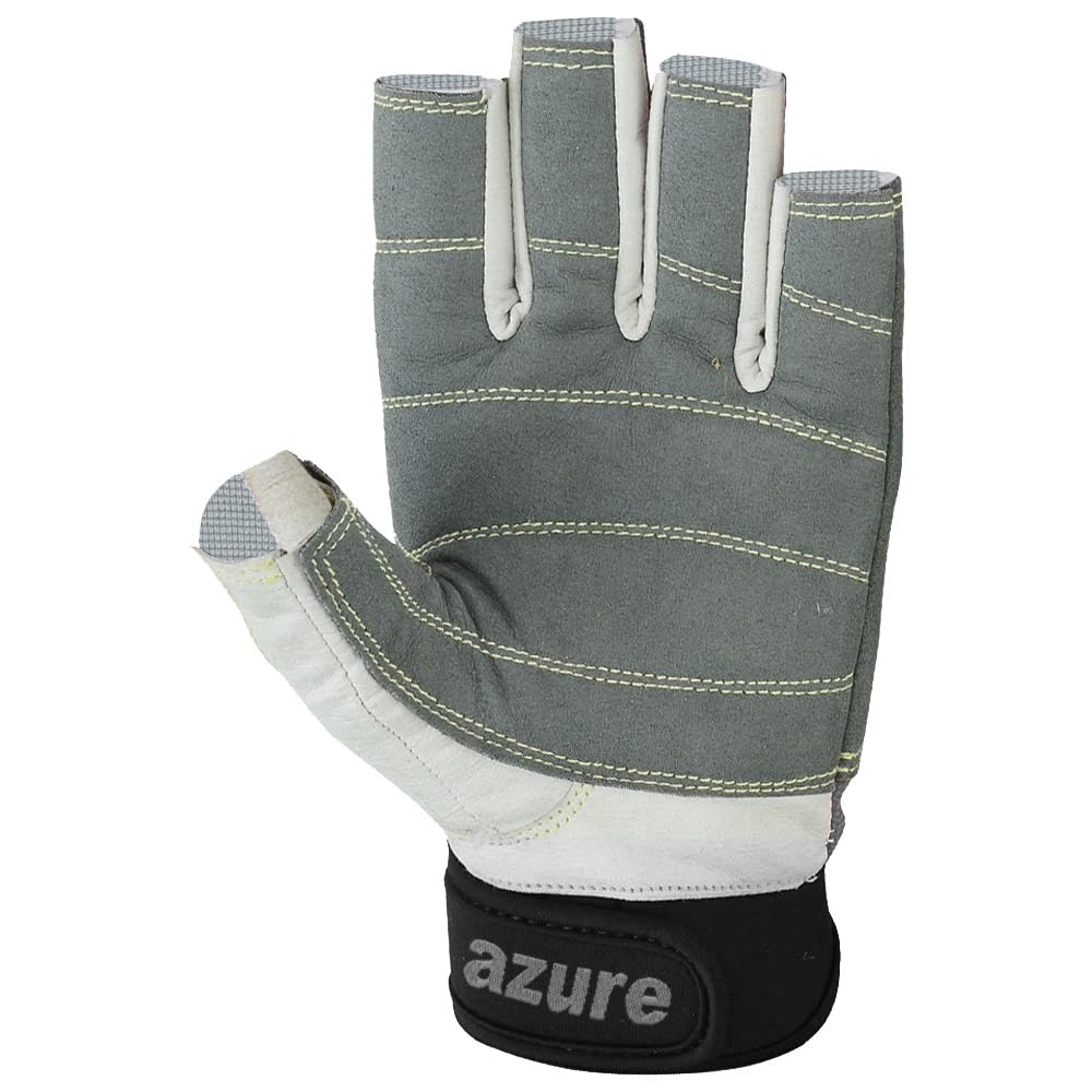 Azure sailing Gloves STOPWATCH FRIENDLY STRONG STITCHING,Best enforced PALM, Breathable -Cut Finger (Grey Large)