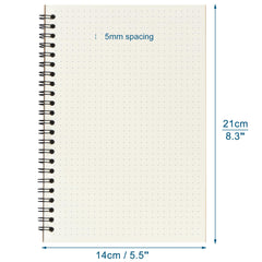 ZCZN A5 Dotted Notebook, 6 Pack Spiral Notebook, 80gsm Dot Grid Paper, 120 Pages/60 Sheets