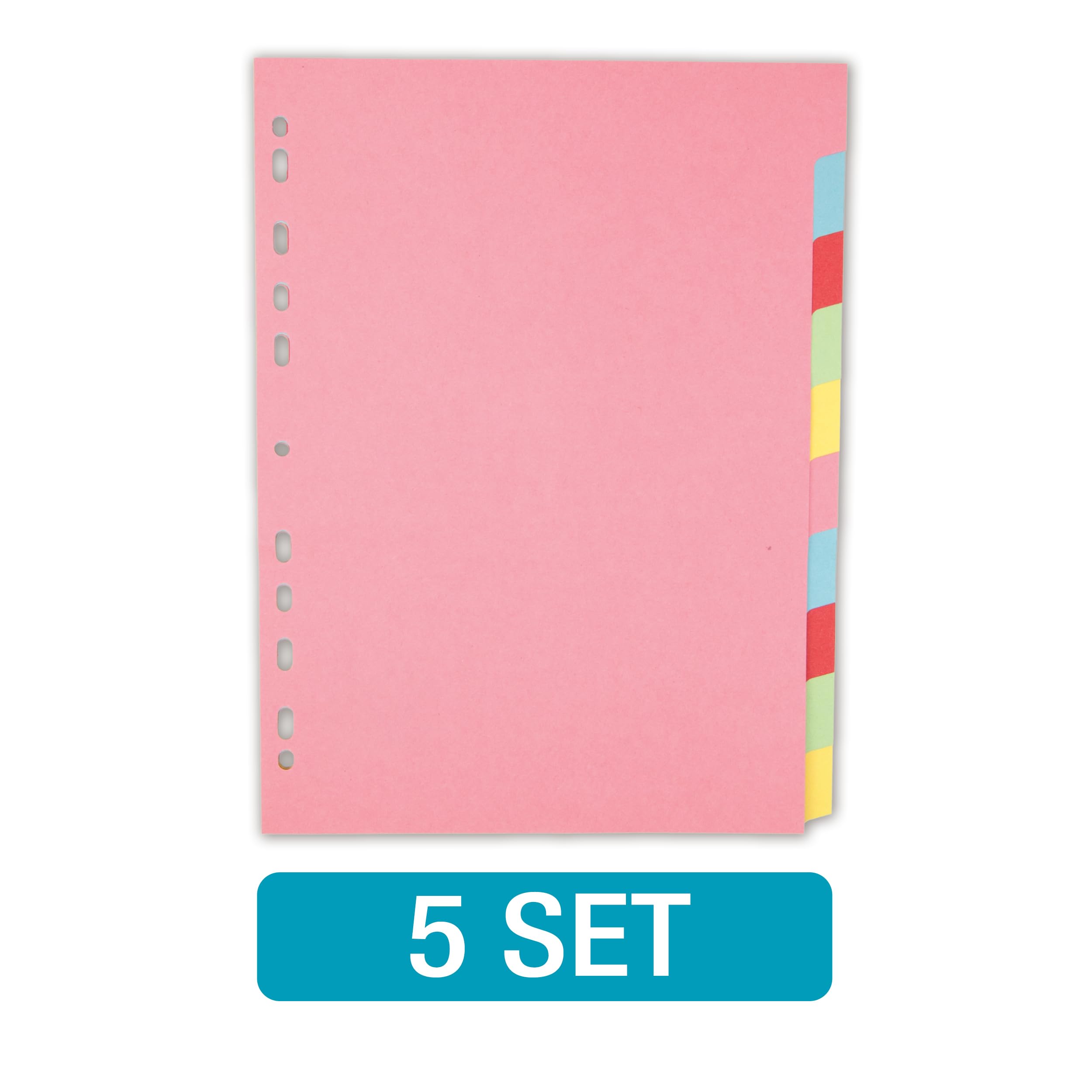 Elba 5 Pack A4 File Dividers, 10 Part Card Folder Dividers