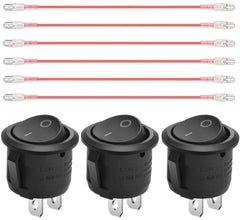 Rocker Switch Nutmanel 3pcs Rocker Toggle Switch with 6 Wires 5A 250V/10A 125V Self-Locking On/Off 6 Connecting Wires