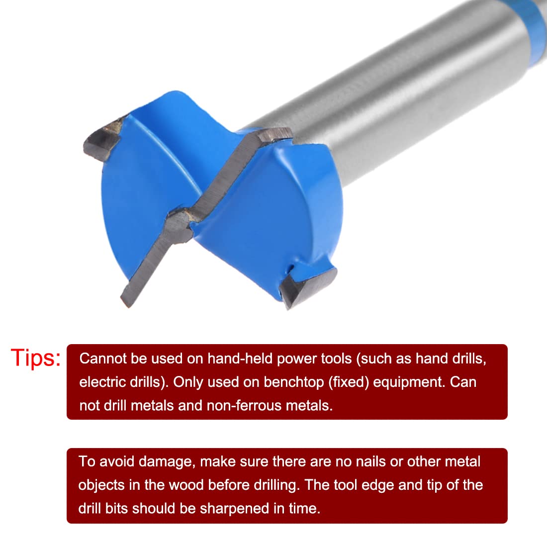 sourcingmap Forstner Drill Bits 20mm, Tungsten Carbide Wood Hole Saw Auger Opener, Woodworking Hinge Hole Drilling Boring Bit Cutter (Blue, Gray)