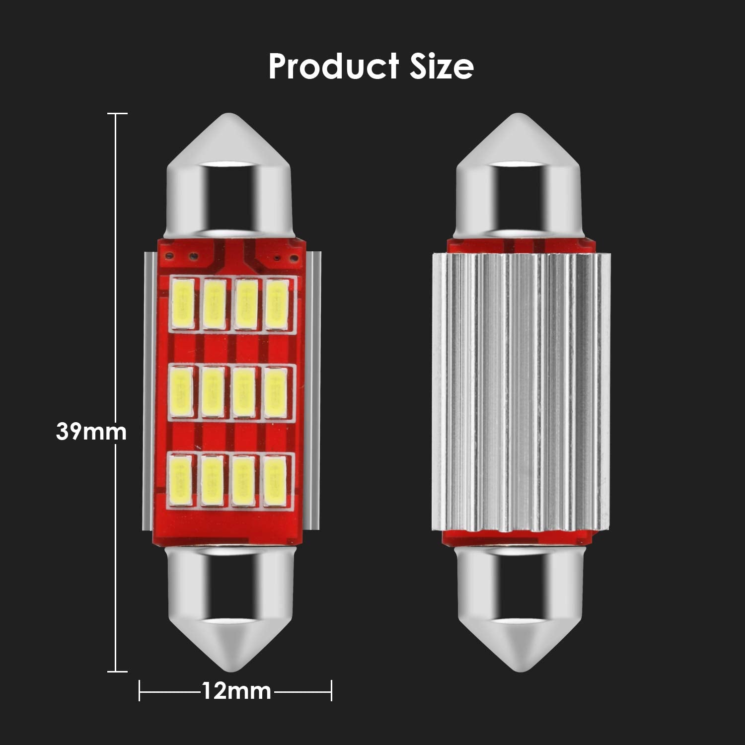 BROTOU 39mm Festoon LED Car Bulb 6pcs, LED Dome Reading Xenon White Bulbs Car Interior Light Replacement License Plate Lights Map Lamps No Polarity 12 SMD 4014 180LM