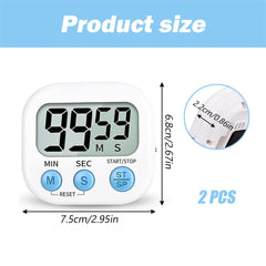 2 Pcs Timers for Cooking, Kitchen Timer, Digital Stopwatch Timer with On/Off Switch Clear Display Desk Timer for Baking Classroom Kitchen Study Exercise Training (White)