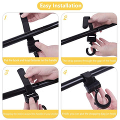 2 Pack Stroller Hooks， Multi Purpose Pram Hooks ，Pushchair Hooks，Mommy Bag Hooks (Black Hook)