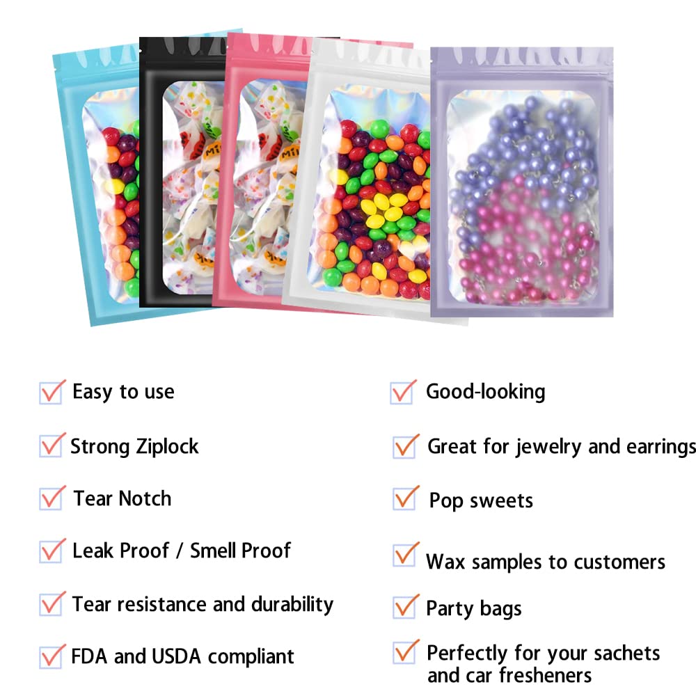 7x10cm 100 Grip Foil Ziplock Bags,Pink Small Clear Plastic Bags, Resealable Storage Pouches, Poly Zip Lock Bags, Perfect for Kitchen Storage, Jewellery, Diamond Painting, Small Cookies and Sweets