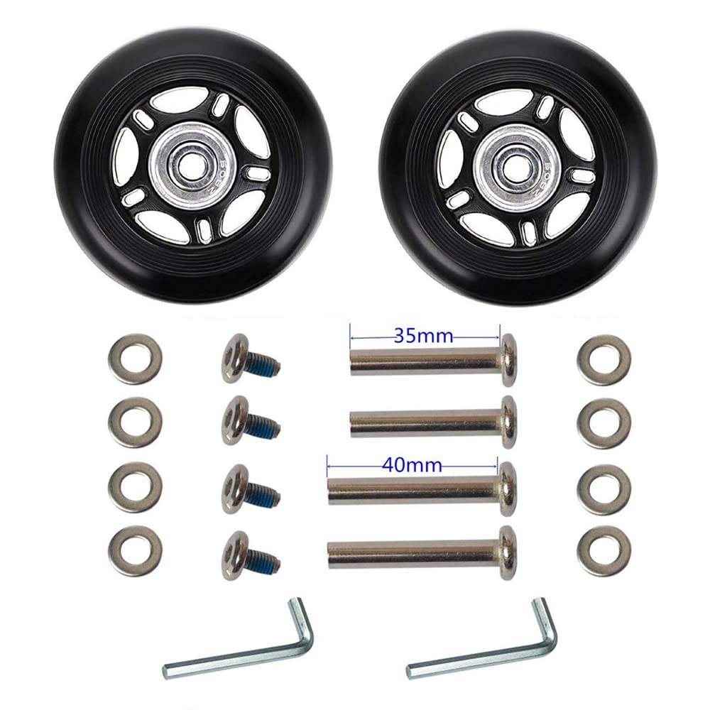 LOTOWELZON 1 Pair Luggage Replacement Wheels 60mm with 6mm(0.24 inches) Bearings Repair Kits ABEC 608zz for Suitcase and Inline Outdoor Skate and Caster Board (OD60*W18mm/2.36 inchesx0.71 inches)