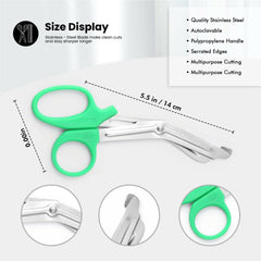 Scissors, EMT and Trauma Shears, Titanium Bandage Shears 5.5'' Bent Stealth for Nurses, Students, Emergency Room (Green 5.5)