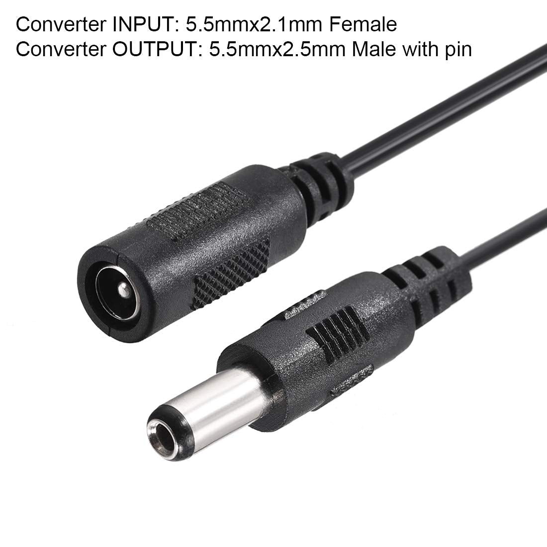 sourcing map Tip Adapter Connector Converter 5.5x2.1mm to 5.5x2.5mm 17cm DC Power Connect