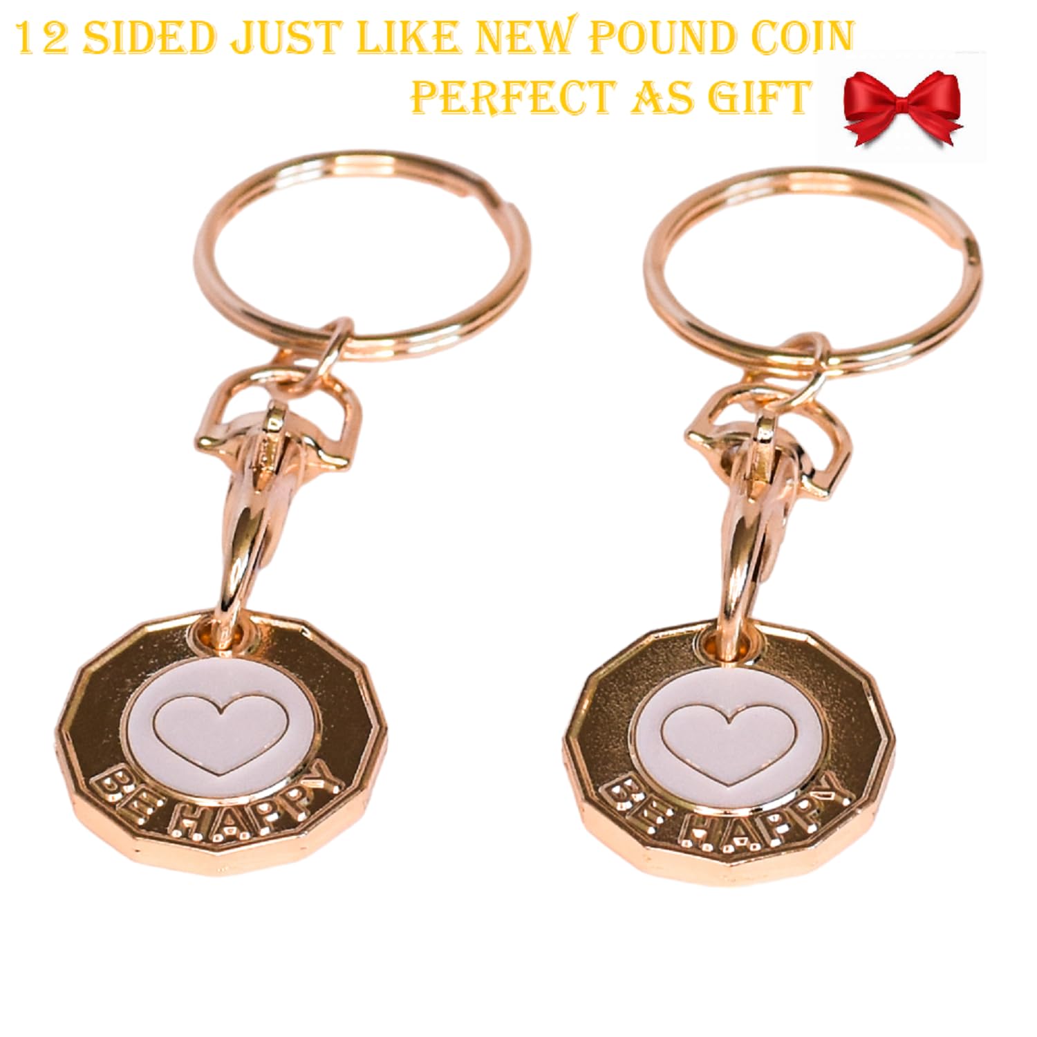 MIDHILL® PREMIUM 2Pk TROLLEY COIN KEY RING UK SET Shopping Trolley Token Keyrings   Trolley Tokens for Supermarket   New Pound UK Coin   Locker Coin