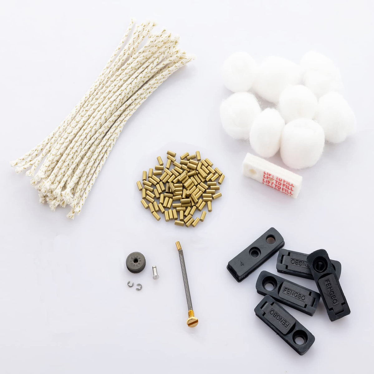 Universal Lighter Replacement Repair Kit Accessories Pack for Petrol Gas fluid Lighter (Lighter Flint, Wick, Flint Spring & Rubber Gasket, Cotton Wadding and Felt Pad, Flint Wheel)