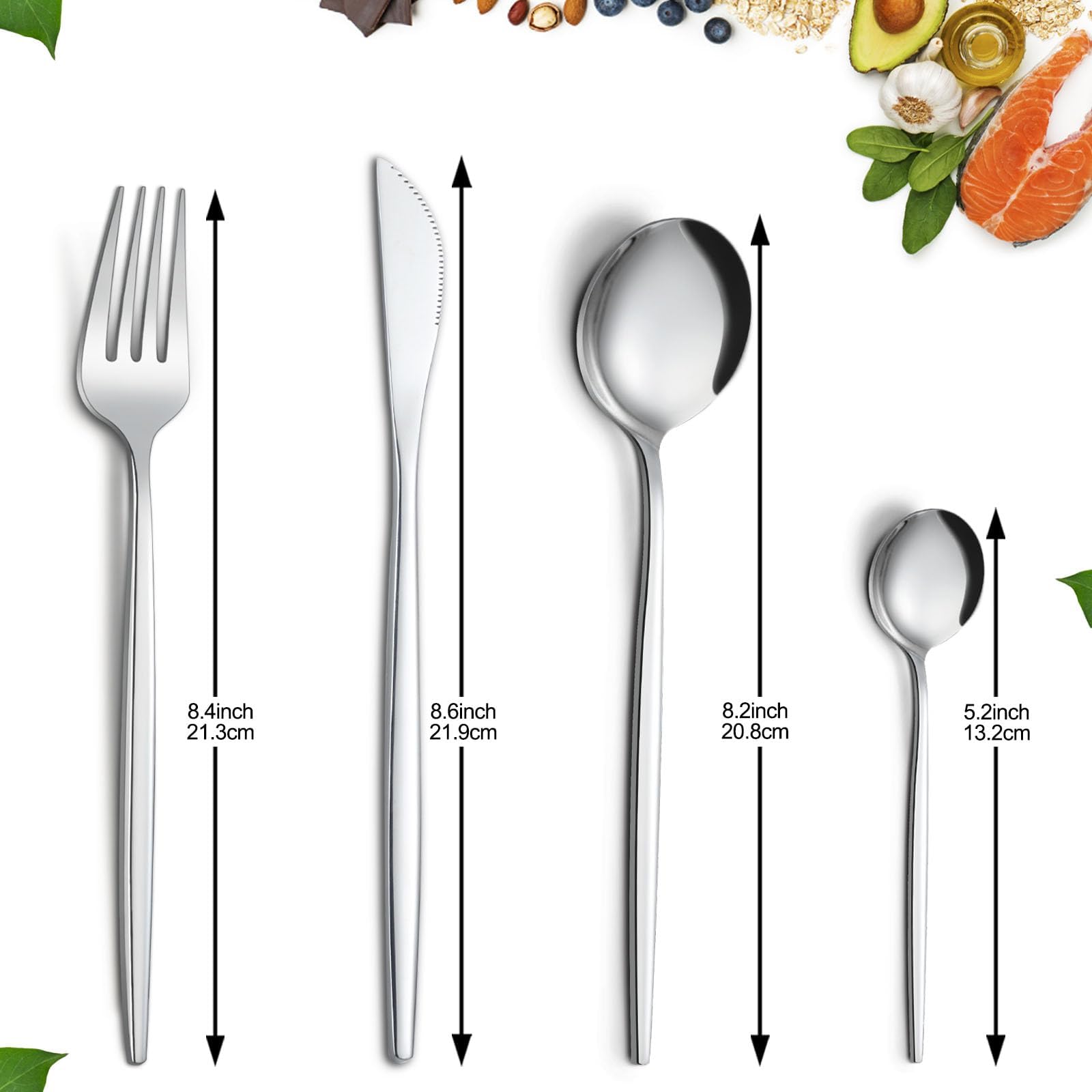 BEWOS 16 Piece Cutlery Set for 4, Cutlery Includes Forks, Steak Knives and Spoons, Dishwasher Safe Tableware for Home Restaurants, Knife and Fork Sets Food-Grade Stainless Steel, Silverware 16P