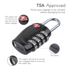 CFMOUR TSA Suitcase Locks - 1, 2, 3, 4, 5, 6 Pack 4-Dial Security Travel Combination Padlock for Suitcases Luggage Case Bag Code Lock - Black (Pack of 2)