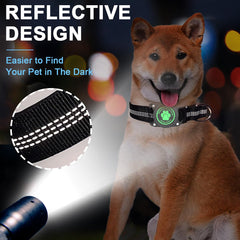 Ytanest Reflective AirTag Dog Collar, Waterproof Air Tag Dog Collar Holder, Luminous,Comfortable and Durable Padded Heavy Duty Dog Collars for Small Medium Large Dogs, Black, M