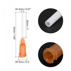 sourcing map 50 Pcs 15G Plastic Dispensing Needles, 1 inches PP Glue Needle Tube Blunt Luer Lock Tips with PP Flexible Needle for Liquid Glue Gun, Amber