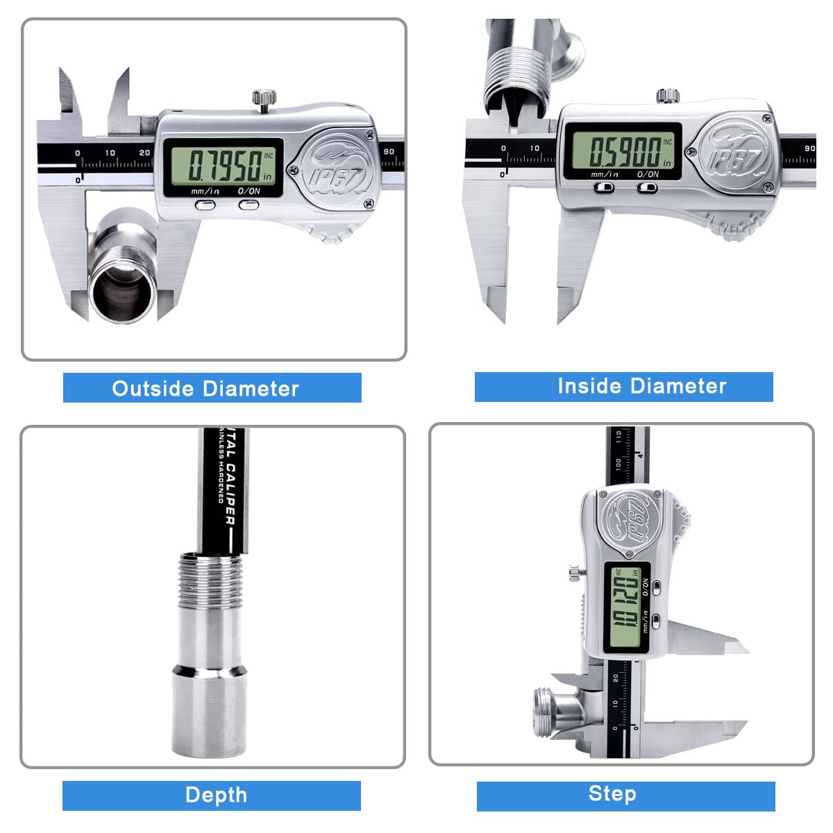 Kynup IP67 Waterproof Digital Caliper, 150mm Calipers Measuring Tool with Absolute Origin, Vernier Calipers Metal Digital, MM/Inch Conversion, Extreme Accuracy Electronic Caliper for Industry,150mm