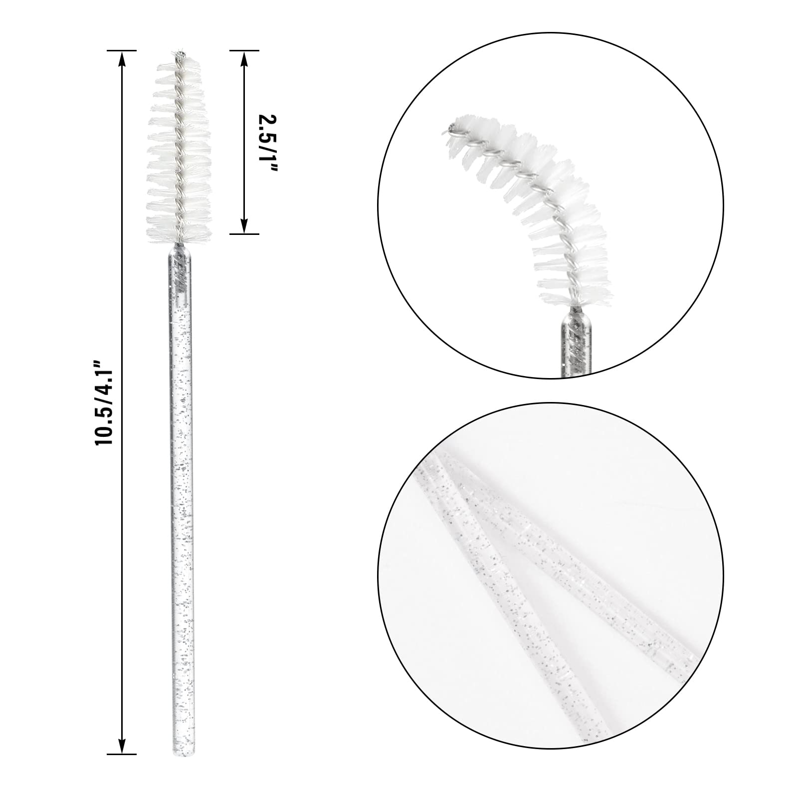 G2PLUS 300 PCS White Eyelash Brushes Spoolies - Eyebrow Spoolie Brushes -Disposable Mascara Wands - Eyelash Extension Brushes for Extensions