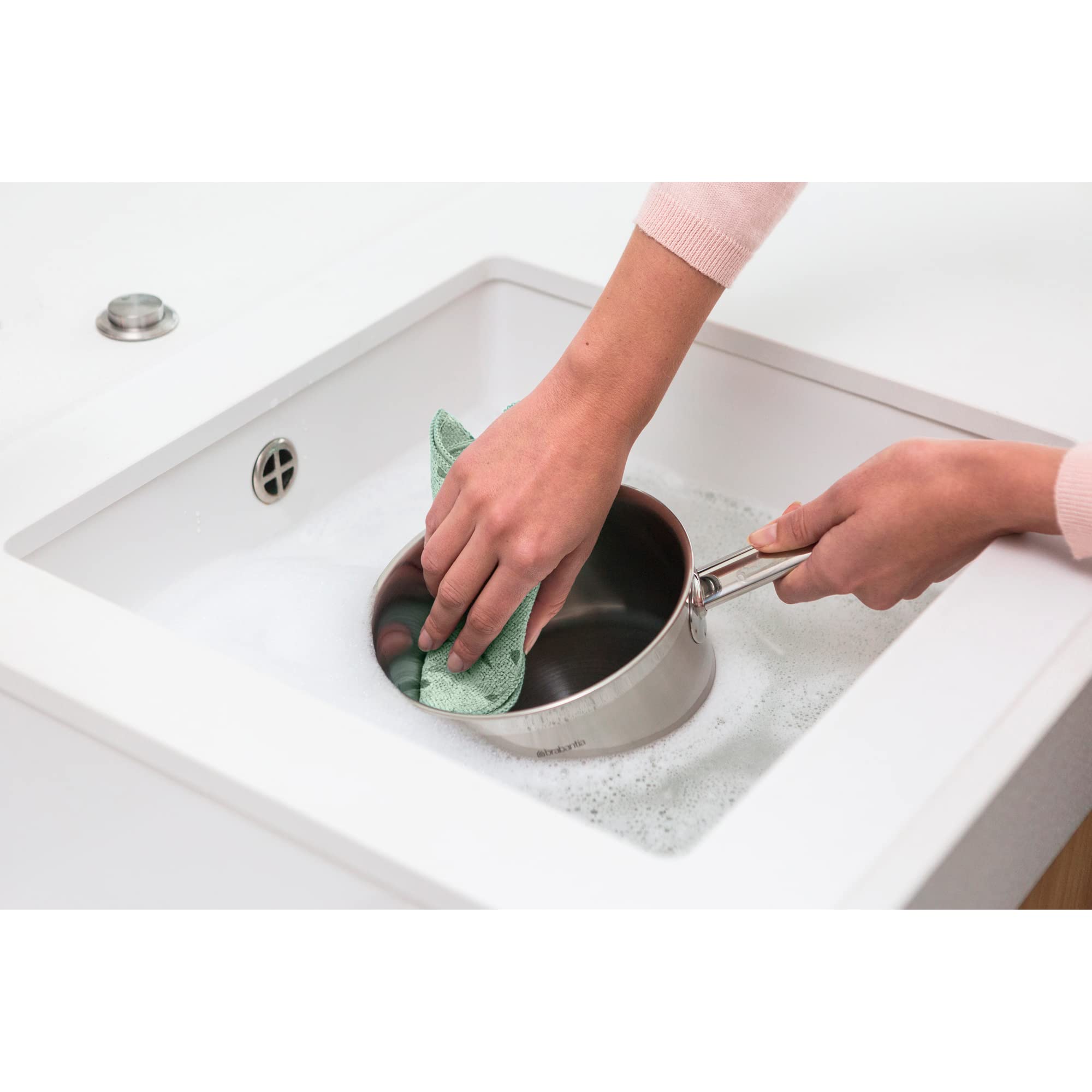 Brabantia - Sinkside Microfibre Dish Cloths - Machine Washable - Absorbs 7 Times its Own Weight - for Cleaning Dishes & Countertops - Less Detergent Needed - Set of 2 - Jade Green (Pack of 2)