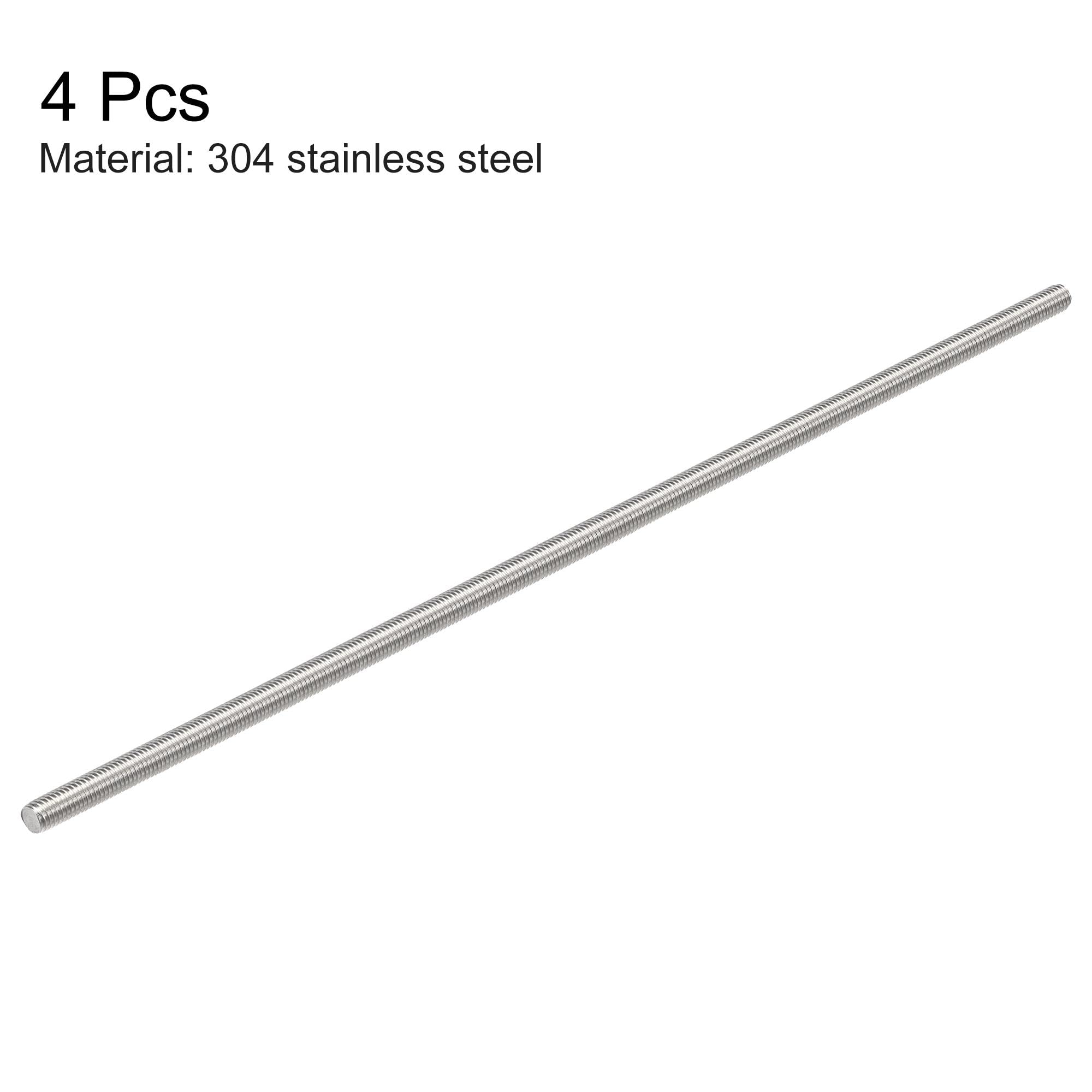 sourcing map 4Pcs M5 x 200mm Fully Threaded Rod 304 Stainless Steel Right Hand Threads