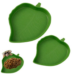 Phoetya Reptile 2 Pcs Leaf Reptile Food Water Bowl Plate Dish,Reptile Feeder for Tortoise Corn Snake Crawl Pet Drinking and Eating, 2 Sizes