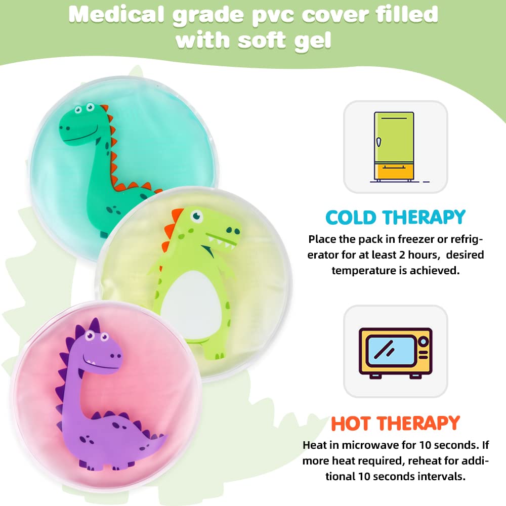 Hilph Ice Pack Cold Compress for Kids, 3 Bump Ice Pack Kids Cold Packs Reusable Kids Ice Packs for Baby Pain Relief, Kids Plasters for Kids Swelling, Bruise, Fever - 4.52 inches