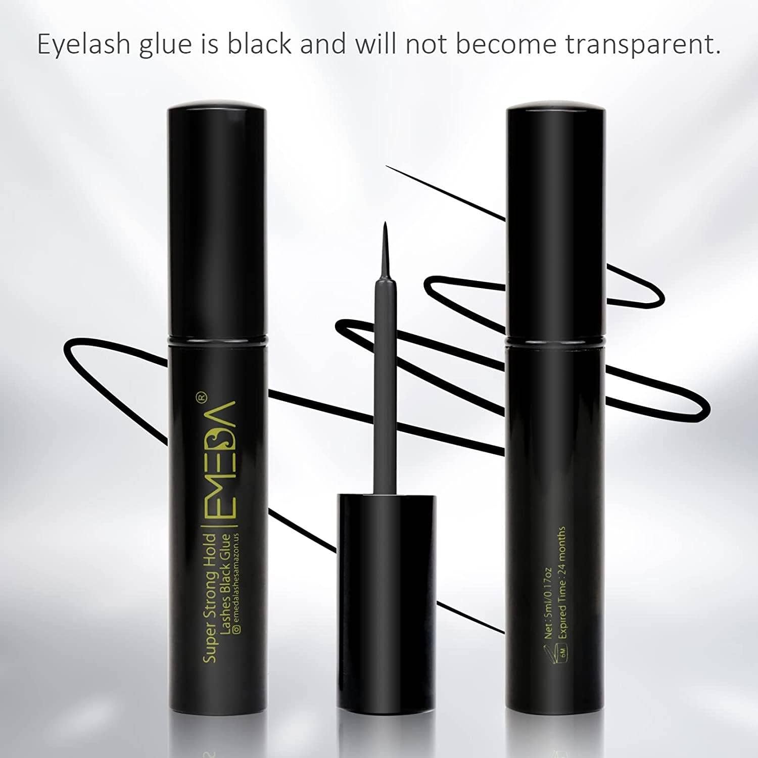 EMEDA Black Eyelash glue super strong hold Professional Latex Free False Eyelash Glue Waterproof Lash Glue Black Strip Eyelash Adhesive 5ml 0.17OZ Lashes Glue (Black)