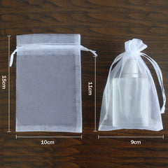 Leeyunbee 100PCS 10 x 15 cm White Organza Bags, Organza Gift Bags, Organza Jewelry Pouches Candy Bags Wedding Favour Bags with Drawstring Used for Wedding, Birthday, Christmas, Anniversary