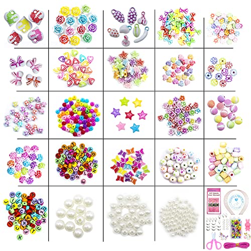 WONDERFORU Children DIY Beads for Jewellery Bracelet Necklaces String Making Kit, Friendship Bracelets Art Craft Kit for Girls Kids, 24 Colors