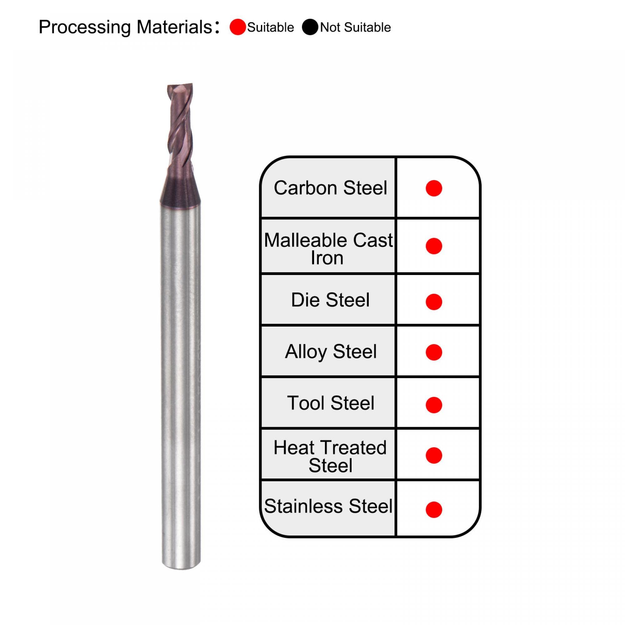 sourcing map Square Nose End Mill, 2.5mm Tip Dia Solid Carbide AlTiN Coated CNC Router Bits 2 Flute Spiral Milling Cutter HRC55 with 4mm Shank 50mm (2-inch) Length