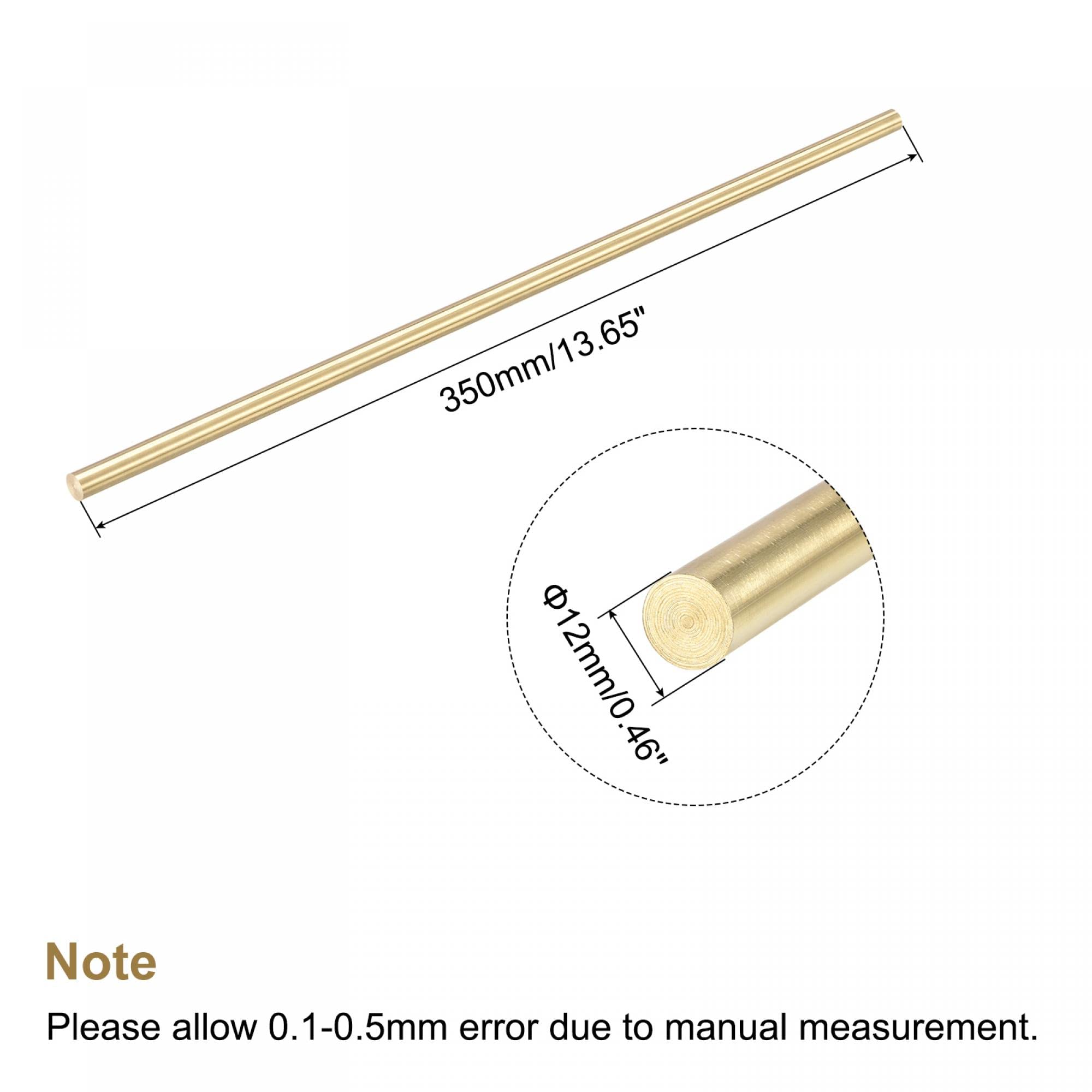 sourcing map Brass Rod,Brass Solid Round Rod 12mm Diameter 350mm Length Lathe Bar Stock for RC Model DIY Craft Pack of 1