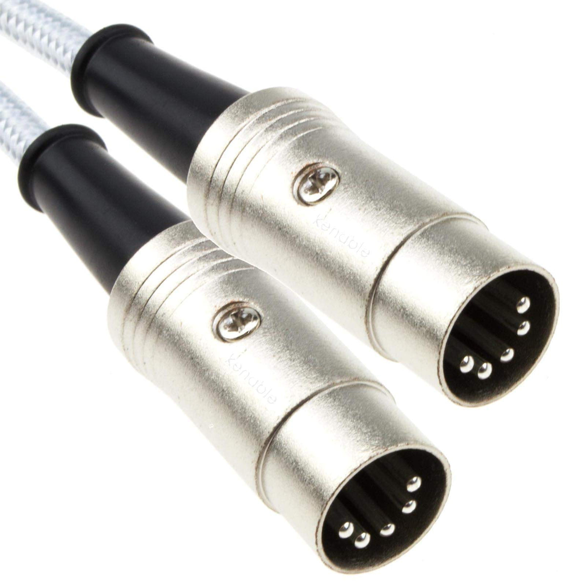 kenable Professional MIDI 5 Pin DIN Cable FULLY WIRED Braided Cable SHIELDED 2m White [2 metres]