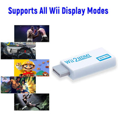 JILM Wii to HDMI Adapter, Wii to HDMI Converter, Wii to HDMI 1080P 720P 60hz Connector Output Video & 3.5mm Audio - Support Games TV Projector All Wii Display Modes - White