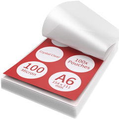 ACROPAQ Laminating Pouches A6-100 Pack, 200 Micron (2 x 100 Micron), Glossy Finish, Premium Quality, Rounded Corners, Ideal for Craft Materials and signages - 18016