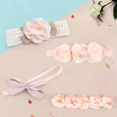 Obidodi 4pcs Baby Headbands, Cute Baby Bows Headband Flower Headbands, Elastic Baby Girls Headbands Soft baby hair bands, Pink Hair Accessories for Newborns Infants Toddlers, 50cm