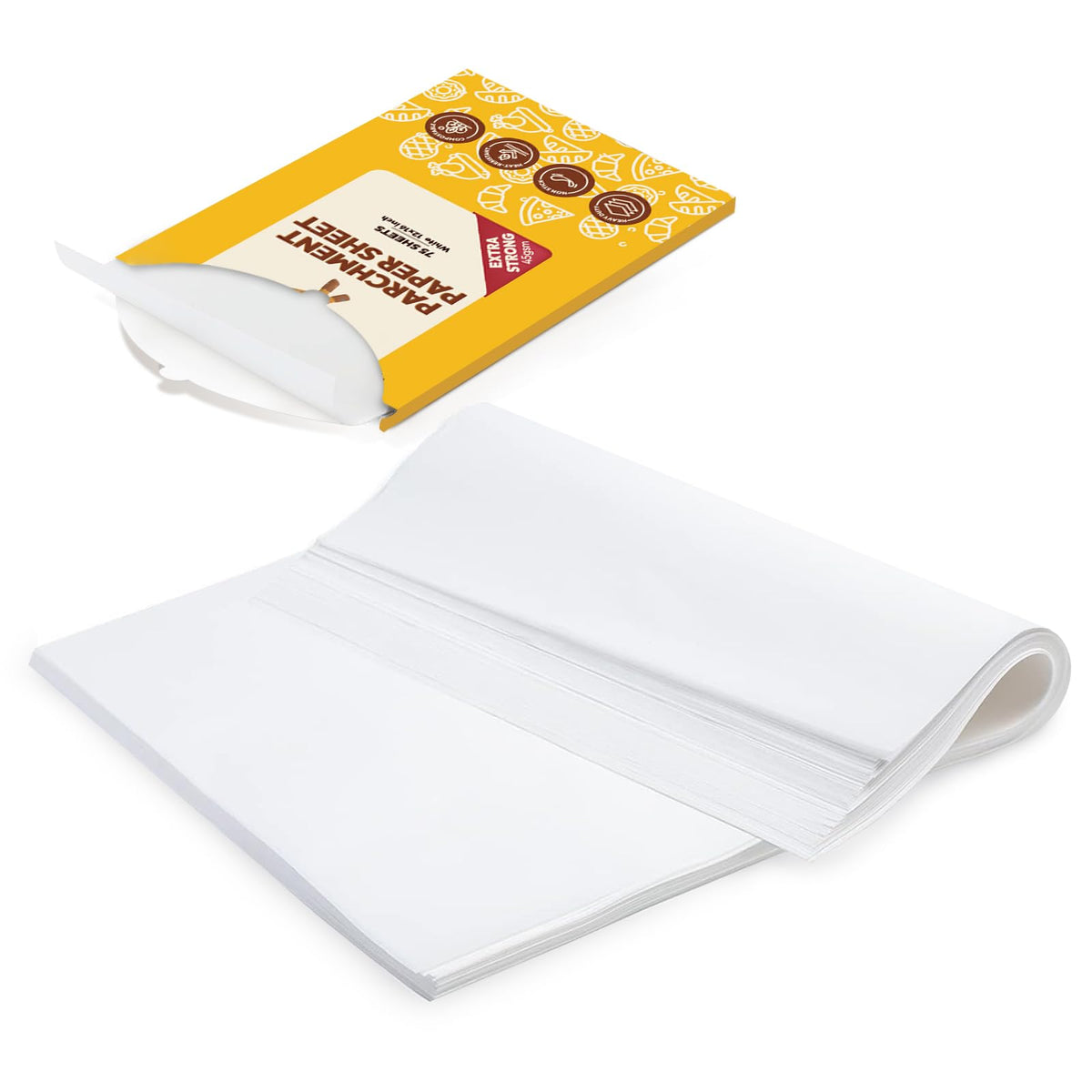 Katbite Baking Paper Heavy Duty 75 PCS, 12 x 16 Inchs (30x40cm) Greaseproof Paper Sheets, Non Stick Parchment Paper for Baking, Cooking, Freezing, for Oven, Kitchen, Air Fryer, Freezer, Pastry