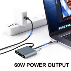 RUIZHI USB C to Dual HDMI Adapter, Support Dual 4K@30Hz, 4-IN-1 USB Type C Hub with 2 HDMI/USB3.0/PD Charging, Dual Screen Display USB-C Docking Station for Windows, MacOS