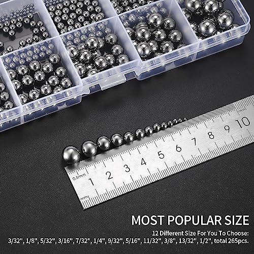 600 Pcs Precision Ball Bearings, Stainless Steel Bearings Balls Set, 13 Sizes Bicycle Bearing Steel Ball Assortment Kit for Bicycles, Skateboard, Motorcycles, Casters