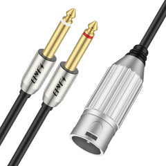 J&D Dual 1/4 inches to XLR, XLR Male to Dual 6.35mm TS Mono Plug Microphone Cables, Gold-Plated Connector Stereo Microphone Audio Converter Cables and XLR Y Splitter Cable, 1 Meter