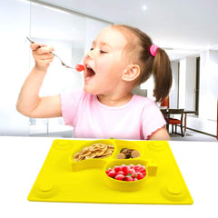 Baby Plates - SILIVO Upgraded Silicone Non-Slip Baby Placemat with Suction Cups for Infants,Toddlers and Kids (Lemon yellow)