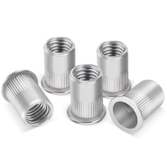 50Pcs Rivet Nuts M6, Leryati Threaded Inserts Stainless Steel Rivnut, Flat Head Threaded Insert Nutserts, Threaded Rivet Nuts Nutsert Rivnuts Kit, Pull Cap Rivet Nut Used for metal pipelines, etc