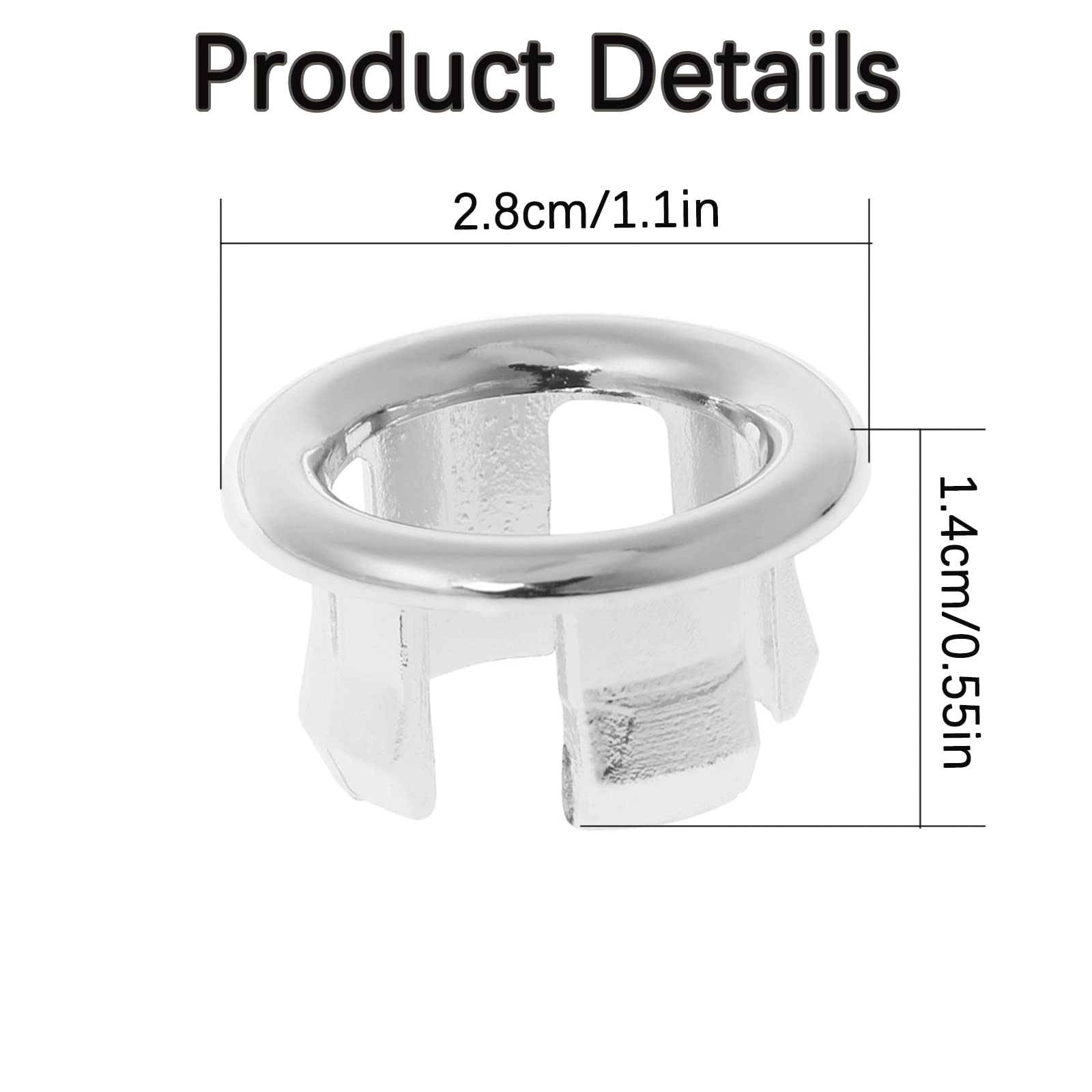 Sink Overflow Ring, 2 PCS Overflow Sink Hole Cover Kitchen Sink Overflow Cover Bathroom Bath Overflow Cover Sink Hole Round Overflow Cover Basin Trim Overflow Drain Cap Cover Insert in Hole Spares