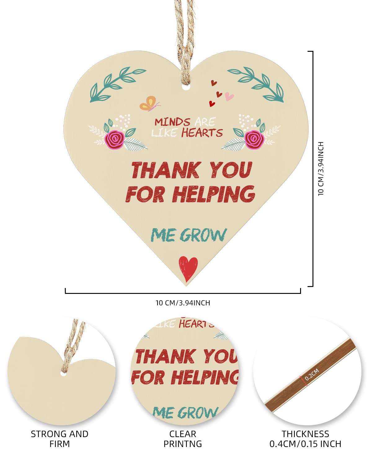 GAOHAN 1Pcs Mothers Day Gifts for Mum,Best Mum Gifts from Daughter Son,Wooden Hanging Heart Plaque,Thank You Gift,Mum Birthday Gifts,Heart Plaque with Sayings,Novelty Funny Hanging Decorative