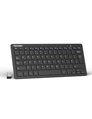 TECKNET 2.4G Wireless Keyboard For Windows/Chrome OS, UK Layout Compact Mini Keyboard, Small Silent Whisper-Quiet Keyboard with 12 months Battery Life (Black)