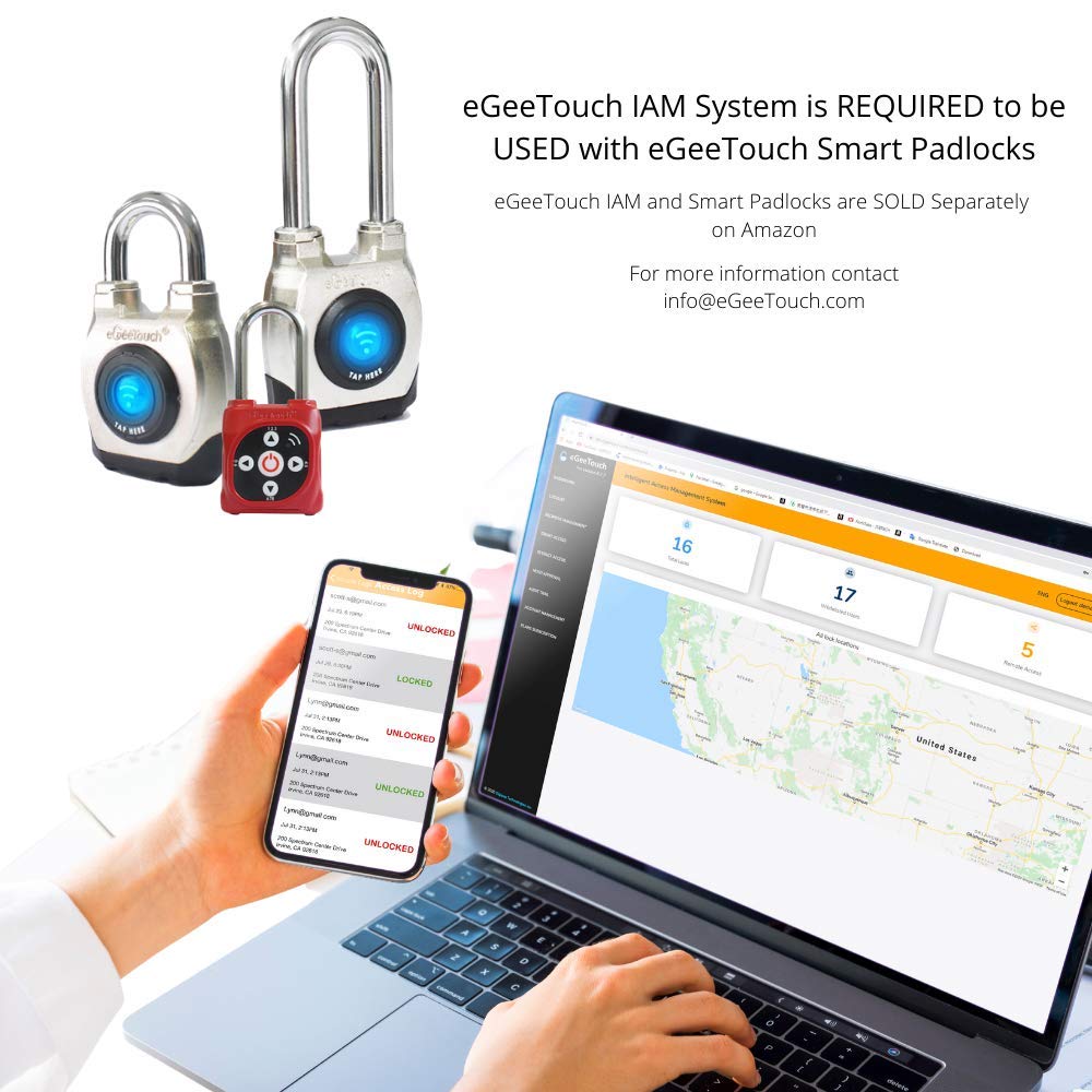 eGeeTouch Intelligent Access Management Software to ACCESS & MANAGE Padlocks & Users, GRANT & REVOKE Access REMOTELY and TRACK Access History   1 Year Subscription (STARTER Plan)   14 Days FREE Trial