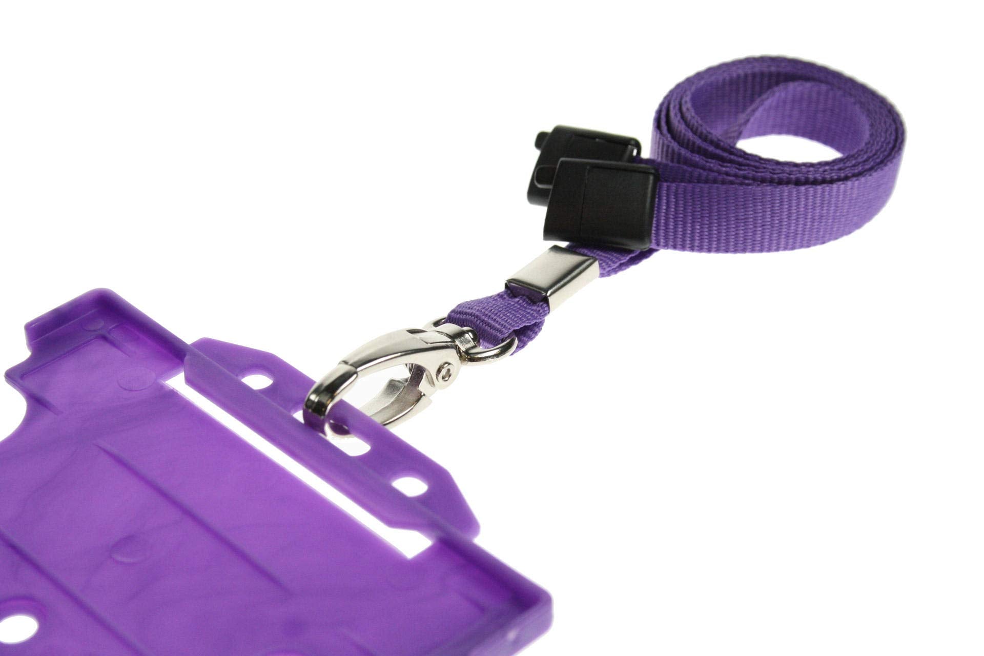 Customcard ltd® Holder and Lanyard Neck Strap with Lobster Metal Clip for ID Badge, ID Card - Colour Purple. Recyclable Holder and ECO Friendly Lanyard (Purple)