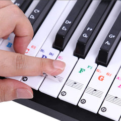 Piano Keyboard Stickers for 37/49/54/61/88 White and Black Keys, Fansjoy Music Electronic Piano Keyboard Note Stickers for Kids Beginners, Transparent & Removable