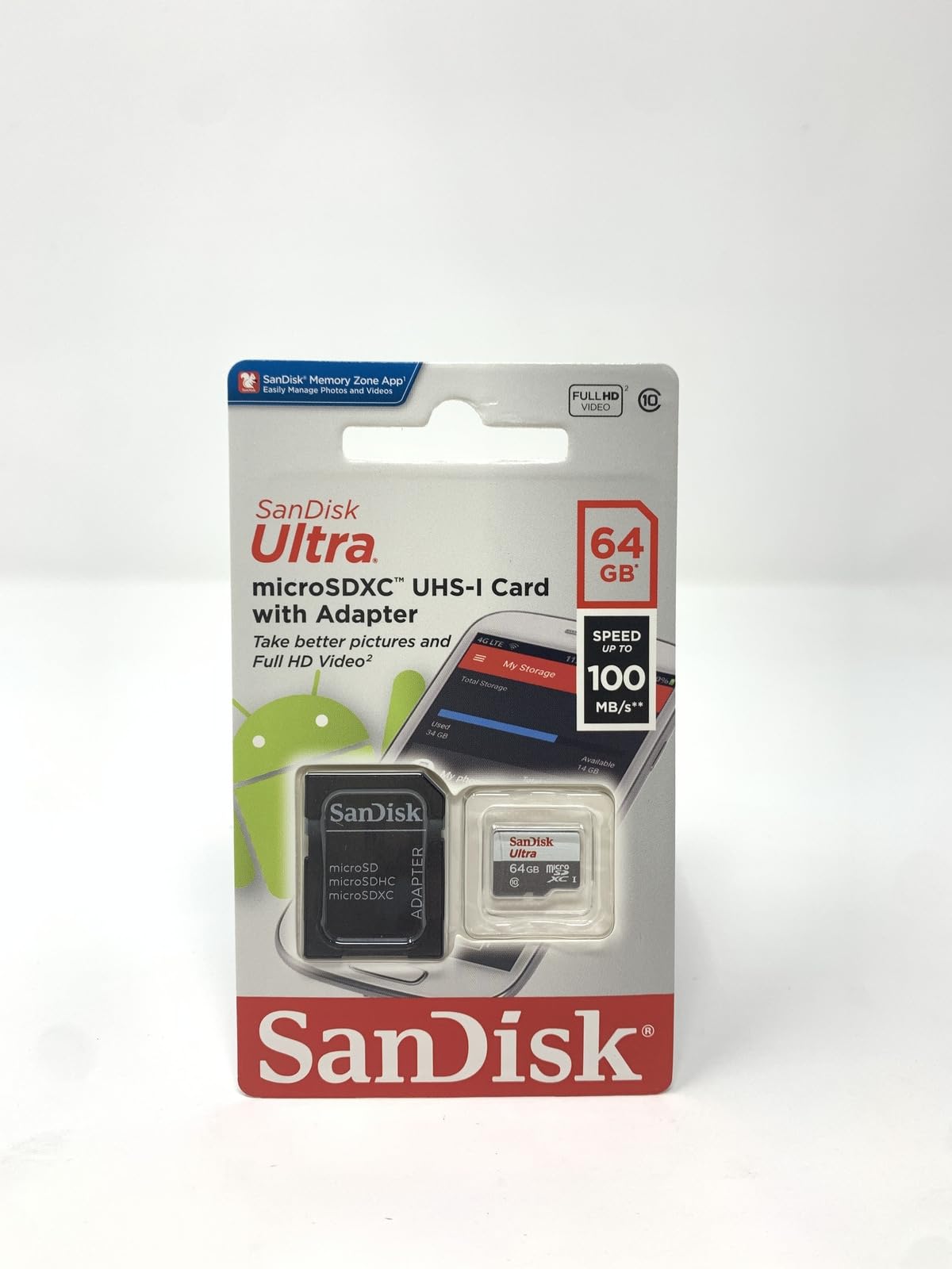 SanDisk Ultra 64 GB microSDXC Class 10 Memory Card up to 48 Mbps - White/Grey