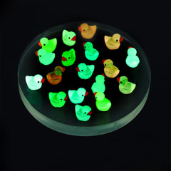 Heyu-Lotus 100pcs Mini Luminous Resin Ducks, Tiny Resin Ducks Miniature Ducks Figures for Crafts Home Prank Game Aquarium Garden Landscape Dollhouse Potted Decorations